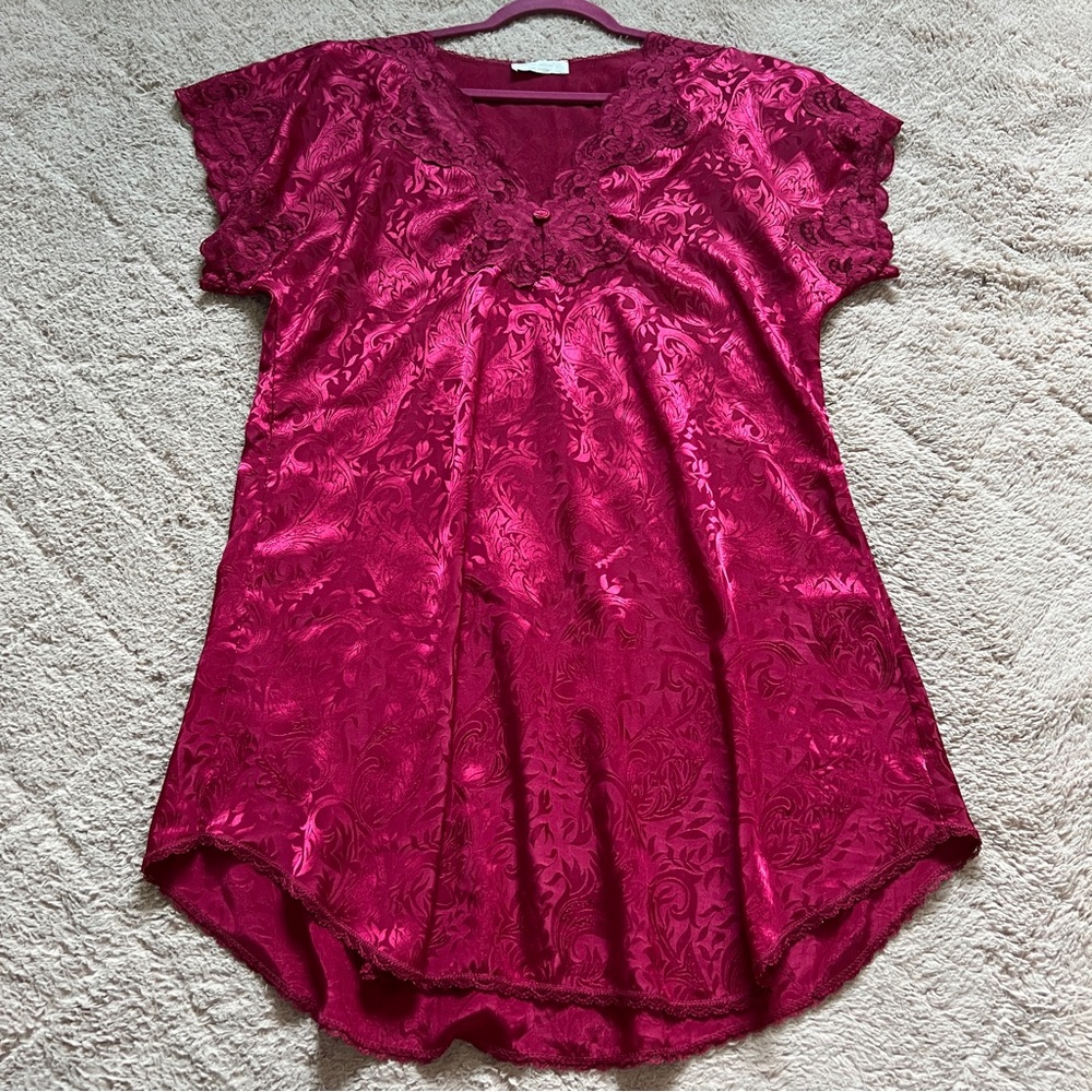 Vintage Lucie Ann II Floral Satin Slip Dress Women's‎ Size M/L